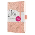 Produktbild: SIGEL J6352 Wochenkalender 2026 ca. A6, rose, schwarz, Hardcover, Gummiband, Stiftschlaufe, Einstecktasche, 174 Seiten, vegan, Buchkalender, Terminplaner Taschenkalender Jolie