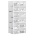 Produktbild: WOLTU Schuhregal mit 12 stapelbaren Schuhboxen Schuhschrank Regalsystem mit Magnetverschluss Steckregal aus Kunststoff DIY 25x19x35 cm transparent weiß