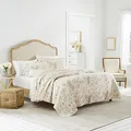 Produktbild: Laura Ashley Queensize-Bettbezug-Set, wendbare Baumwoll-Bettwäsche mit passenden Kissenbezügen, leicht, Heimdekoration für alle Jahreszeiten, Rosa (Breezy Floral Pink) und Grau