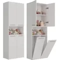 Produktbild: CDF Bad-Hochschrank NEL 2K DK | Farbe: Weiß | Modernes Badregal | Stauraumschrank | Geräumige Einlegeböden | Türen | Einfache Montage | 2 Wäsc... - Weiß