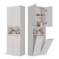 Produktbild: CDF Badezimmerschrank Bad Schrank Mit Wäschekorb Weiß Badschrank Mehrzweckschrank Badregal Stehend Hochschrank Offene Regale Tür Bodenschrank Allzweckschrank 2 Wäschekorb 174x60x30