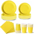 Produktbild: Gelb Partygeschirr, 96 Stück Bunt Pappteller, Party Pappteller Becher Serviet...