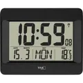 Produktbild: TFA Wanduhr 60.4519, Kunststoff, digital, Funkuhr, 21 x 16 cm, schwarz, mit Thermometer und Datumsanzeige, lautlos