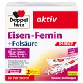 Produktbild: Doppelherz Eisen-Femin DIRECT mit Vitamin C + B6 + B12 + Folsäure - 14 mg Eisen für die normale Bildung von roten Blutkörperchen - 60 Portionen Micro-Pellets