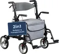 Produktbild: ForeverSenior 2 in 1 Rollator & Rollstuhl - mit Federung - 11,2kg