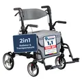 Produktbild: Foreversenior 2 in 1 Rollstuhl Rollator mit Federung - faltbar und leicht mit Sitz & Rückenlehneund Fußstützen - stabil, sicher & mobil für Senioren, Outdoor & Indoor geeignet