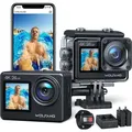 Produktbild: WOLFANG GA200 Action Cam, 4K 24MP Touch-Screen WiFi Action Kamera, Selfie Dual Screen, 40M Unterwasserkamera, EIS, Externes Doppelbatterieladegerät