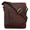 Produktbild: STILORD 'Easton' Kleine Messenger Bag Echt Leder Vintage Umhängetasche im Hochformat 10,1 Zoll Tablet Tasche für iPad DIN A5 Schultertasche Echtleder, Farbe:havanna - braun
