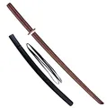 Produktbild: Bay Set Angebot Holz Bokken Katana mit Scheide SAYA aus Kunststoff Attrappe Training Samuraischwert Schwert Samurai braun rote Eiche aus 100 cm Trainingsschwert