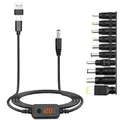 Produktbild: Hoembpn USB-C PD zu DC Adapterkabel [5V/9V/12V/15V/20V Einstellbar] mit 10 DC-Steckern + USB-Adapter | Kompatibel mit Laptop, Router, Monitor, Kamera | 5.5×2.1mm Stecker | 1,2m (60W Power Delivery)