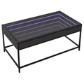 Produktbild: vidaXL Couchtisch mit Infinity-LED, Beistelltisch mit Metallfüße, Kaffeetisch für Wohnzimmer, Sofatisch Teetisch, Schwarz Holzwerkstoff