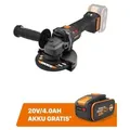 Produktbild: Akku-Winkelschleifer WORX WX814.9 Ø 125 mm + GRATIS Zugabeartikel Ersatzakku WA3644 4,0 Ah 20V