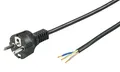 Produktbild: 2m Netzkabel schwarz 3x1,5mm² Schutzkontakt Stecker gerade an offenes Ende