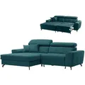 Produktbild: Ecksofa - petrol - Samt - mit Liegefunktion - Recamiere links