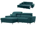 Produktbild: Ecksofa - petrol - Samt - mit Liegefunktion - Recamiere links Sofa