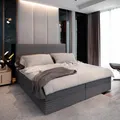 Produktbild: Masseno Boxspringbett PISA 140x200 cm Komplett-Set mit Bonell Matratze und Topper, Polsterbett mit Bettkästen -Grau, TILIA 85