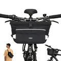 Produktbild: LARKSON Lenkertasche Fahrrad Schwarz - Lasse - 2 in 1 Fahrradtasche & Umhängetasche - Bikepacking Tasche für Lenker Vorne mit Reflektion - Wasserabweisend