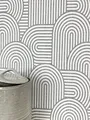 Produktbild: Tapete Vliestapete Grau Linien Bogen  Mustertapete Boho Tapete