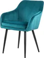 Produktbild: SalesFever Esszimmerstuhl | Stoffbezug in Samt-Optik | höhenverstellbares Metallgestell | Diamantsteppung | B 61 x T 60 x H 85 cm | türkis – schwarz