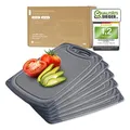 Produktbild: Exitoso Frühstücksbrettchen 6er Set mit Saftrille & Griff aus Kunststoff | Rutschfestes & spülmaschinenfestes Schneidebrett | Antibakterielles Brettchen Set | BPA-Frei & beidseitig verwendbar