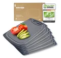Produktbild: Exitoso Schneidebrett 6er-Set spülmaschinenfest mit Saftrille, Kunststoff, (6-St), Brotzeitbrett Frühstücksbrettchen Brot Obst Steak rutschfest