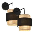 Produktbild: lux.pro Wandleuchte 2er Set Southampton 1-flammig Wandlampe in Rattanoptik 36 x 30 x 18 cm Wandstrahler für Flur Schlafzimmer aus Metall E14 Beige/Schwarz
