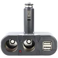 Produktbild: AccuCell KFZ-Adapter, Verteiler Zigarettenanzünder - Stecker auf 2x Kupplung + USB