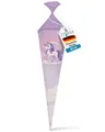 Produktbild: itenga Motiv Schultüte Mädchen 85cm – eckig mit Tüllverschluss – stabile Zuckertüte Einschulung mit Motiv (Einhorn, Pferd, Meerjungfrau, Prinzessin) (Einhorn Zauberwolke)