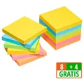 Produktbild: 8 + 4 GRATIS: Post-it Super Sticky Carnival Haftnotizen extrastark farbsortiert, 8 Blöcke + GRATIS 4 Blöcke