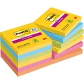 Produktbild: Post-it Haftnotizen Super Sticky Carnival, bunt, 76 x 76mm, selbstklebend, 12x 90 Blatt
