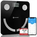 Produktbild: HEIMWERT Körperfettwaage Test SEHR GUT - Testsieger Design Waage mit Bluetooth APP und wiederaufladbarem USB Akku - Körperanalysewaage Personenwaage Waage Personen Personenwaage Körperfett digital