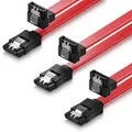Produktbild: deleyCON 3x 50cm SATA III Kabel S-ATA 3 Datenkabel für SSD HDD Festplatte 6 GBit/s Verbindungskabel Anschlusskabel - 1x Gerade 1x 90° L-Type Stecker - Rot