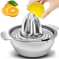 Produktbild: Manuelle Edelstahl Zitruspresse mit Behälter,Zitronen- und Orangenpresse mit Sieb, Robuste Saftpresse für frischen Saft Manuelle Zitronenpresse aus Edelstahl