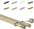 Produktbild: Gardinenstange Vorhangstange 19 mm mit Endkappen, einfache Montage,  Wand, 2-läufig, Antik Gold, 140 cm