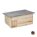 Produktbild: Relaxdays Igelhaus, Bausatz, Igelbau mit Boden, Rattenklappe & Labyrintheingang, Holz, HxBxT: 21 x 46 x 34 cm, natur