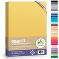 Produktbild: leevitex® Spannbettlaken Premium 170g/m2, Gummizug: rundum, schwer und dick, 100% Jersey-Baumwolle, auch Boxspringbett geeignet gelb 140 - 160 cm x 200 - 220 cm