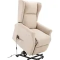 Produktbild: HOMCOM Aufstehsessel Fernsehsessel mit Aufstehhilfe elektrisch Liegefunktion Leinen Creme 72,5 x 94 x 109cm - Beige