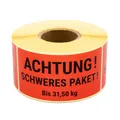 Produktbild: MDlabels Warnetiketten auf rolle 100x50mm 500 Stück Achtung Schweres Paket bi...