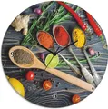 Produktbild: ARTland Glas Wanduhr Quarzuhr - schwarzer Zeiger Gewürze in Metalllöffeln Größe: 30x30 cm
