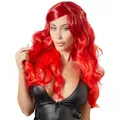 Produktbild: Sexy Perücke Rot Lang-Haar + Mit Pony + 63cm + Locken + Cosplay + Damen Karneval