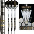 Produktbild: Unicorn Hexium Style 1 | 90% Tungsten Black Bomb/Spring Onion Front-Loaded Barrels with Gold Rings | Soft Tip Darts Set | Durable Stunning Ultrafly Flights | Epic Points | 22g