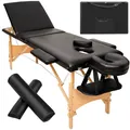 Produktbild: TecTake GmbH 3 Zonen Massageliege-Set Daniel mit Polsterung, Rollen und Holzgestell - schwarz 404748