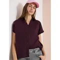 Produktbild: Kurzarmbluse CECIL, Damen, Gr. XL (44), lila (rich burgundy), Web, 100% Leinen, unifarben, klassisch normal, Rundhals, Bündchen, Blusen, aus Leinen