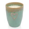 Produktbild: Mea-Living STONEWARE Kerze im Becher türkis Herz, handgemachtes Steingut, 280 ml, wunderschönes Geschirr mit Kerze