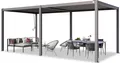 Produktbild: PRIMEYARD Pergola 3x6 m Aluminium-Pfosten mit Lamellendach aus Stahl graue Terrassenüberdachung