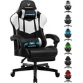Produktbild: LUCKRACER Gaming-Stuhl Gaming Chair Bürostuhl Ergonomisch mit Lendenkissen Kopfkissen, Höhenverstellbarer Gamer Stuhl 150kg Belastbar, Fußstütz... - Weiß