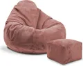 Produktbild: Dreamroots Sitzsack, Puff 90x90x100 cm, Sitzsack mit Füllung, Sitzsack mit Fußhocker, Sitzsack mit Bezug, Ginger Spice