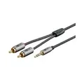 Produktbild: Plus Audio Adapterkabel AUX 3,5mm Klinke > Stereo-Cinch Stecker - schwarz/silber, 3 Meter
