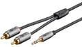 Produktbild: Kabel przejściowy audio AUX, jack 3,5 mm na wtyczkę stereo RCA, 3 m, Sharkskin G