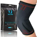 Produktbild: AGILE NOW® Ellenbogenbandage stabilisiert & schützt die Gelenke – rutschfeste Tennisarm Bandage für Damen & Herren – geeignet für alle Sportarten wie Tennis, Gewichtheben, Golf & Co (L | Rot)
